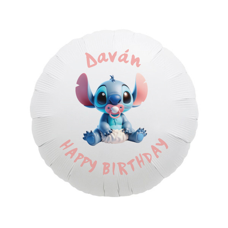Μπαλόνι Φόιλ Baby Stitch με όνομα στρογγυλό / 43cm