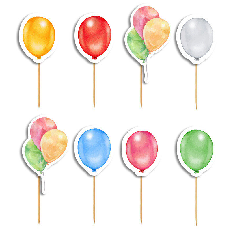 Cupcake toppers Happy Birthday Pastel 10cm / 8τμχ