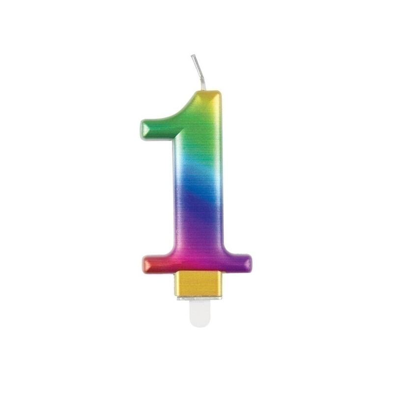 Κερί  1 Μεταλλικό πολύχρωμο Rainbow / 8 εκ.