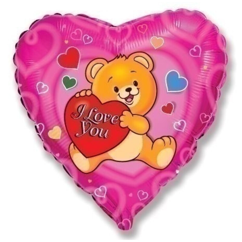 Μπαλόνι Φοιλ 18 Καρδιά Happy Bear / 46 εκ - Αρκουδάκι