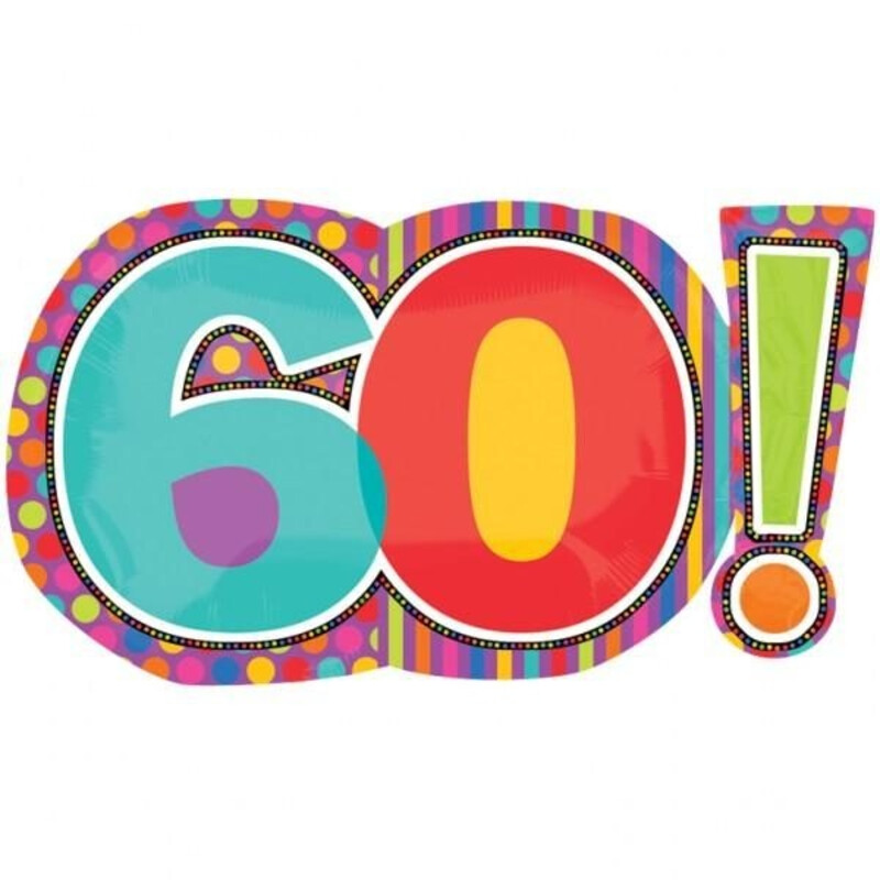 Φοιλ Μπαλόνι Σχήμα Birthday Dots Stripes Νούμερο 60