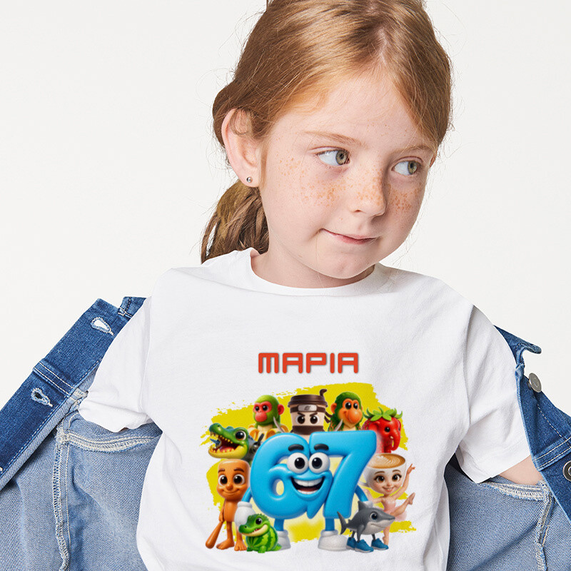 Παιδικό T-shirt 67 & Brainrot για κορίτσι με όνομα