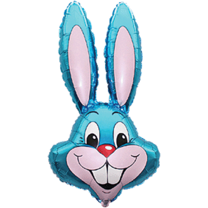 Μπαλόνι Φοιλ   5 Κεφάλι Λαγός/bunny μπλε / 13εκ Easter