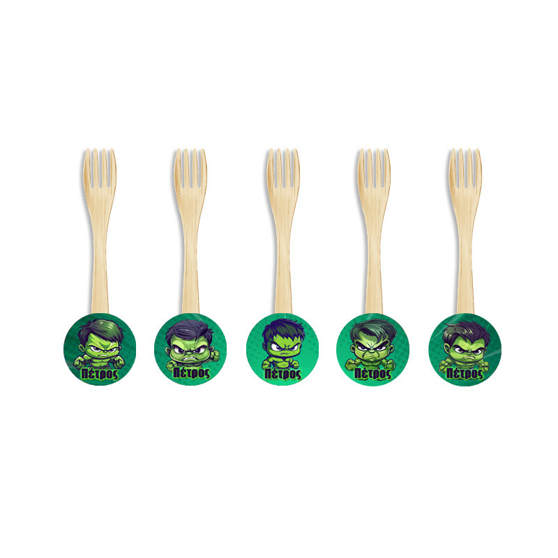 Ξύλινα Πιρουνάκια με όνομα Baby Hulk / 8τμχ