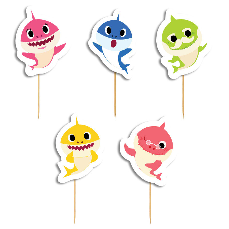Cupcake toppers Baby Shark 10cm / 8τμχ