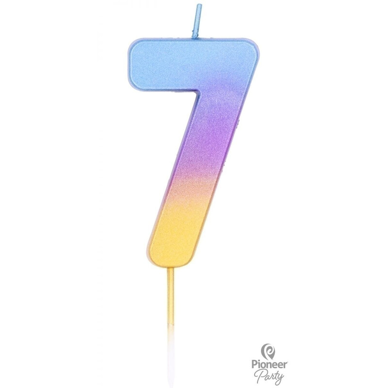 Κερί Νούμερο 7 Rainbow Ombre / 6.7 εκ
