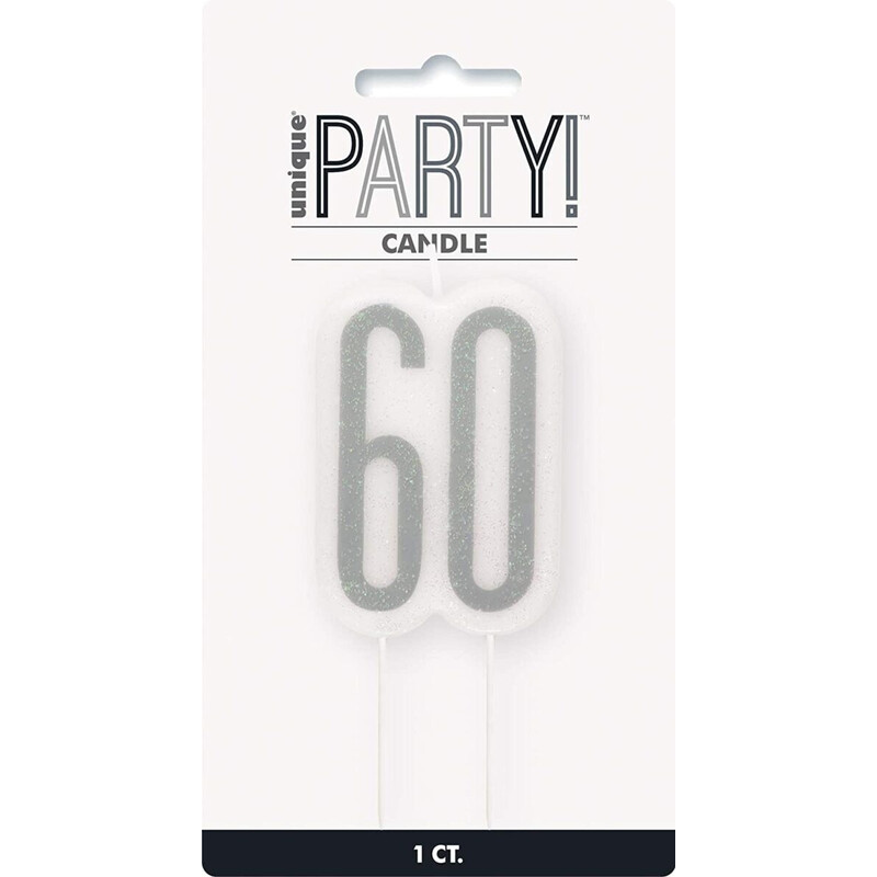 Κερί Νούμερο 60 Glitz Black Numeral Birthday  / 8 εκ