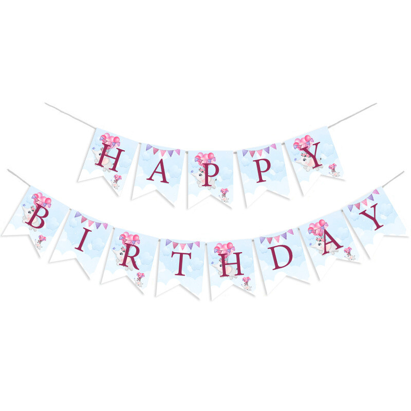 Γιρλάντα Γράμματα Ελεφαντάκι για Κορίτσι Happy Birthday