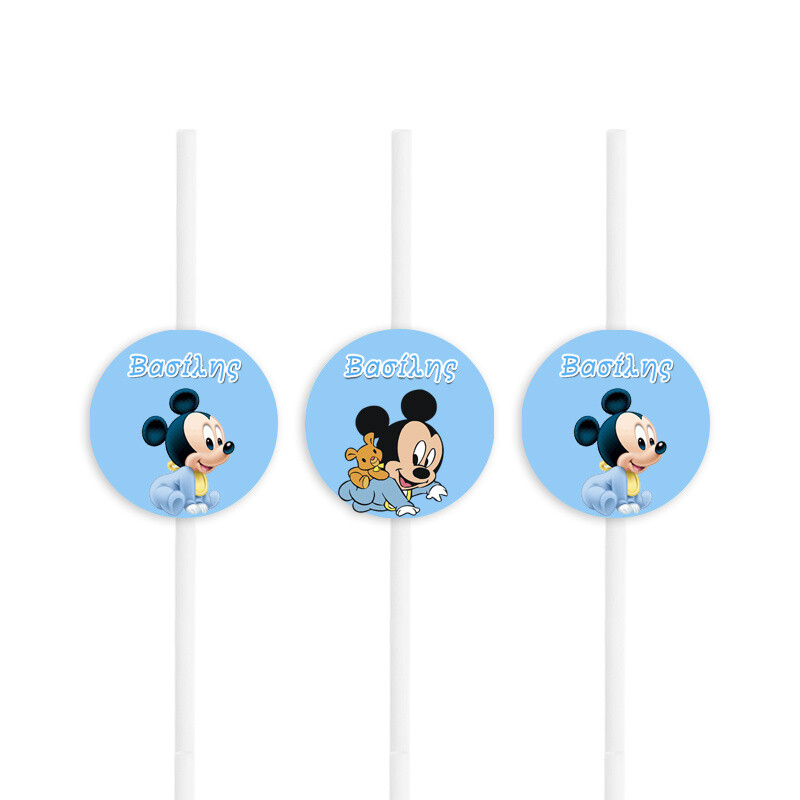 Χάρτινα καλαμάκια με όνομα Baby Mickey / 8τμχ