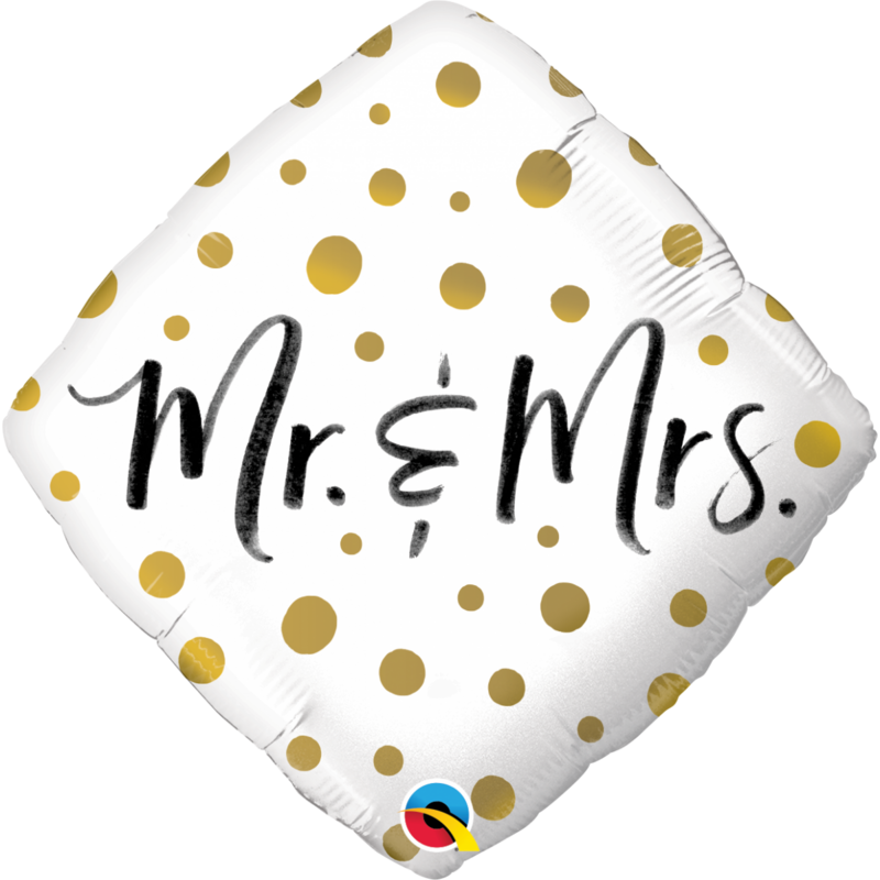 Μπαλόνι Φοιλ 18 Mr. & Mrs. Gold Dots/wedding