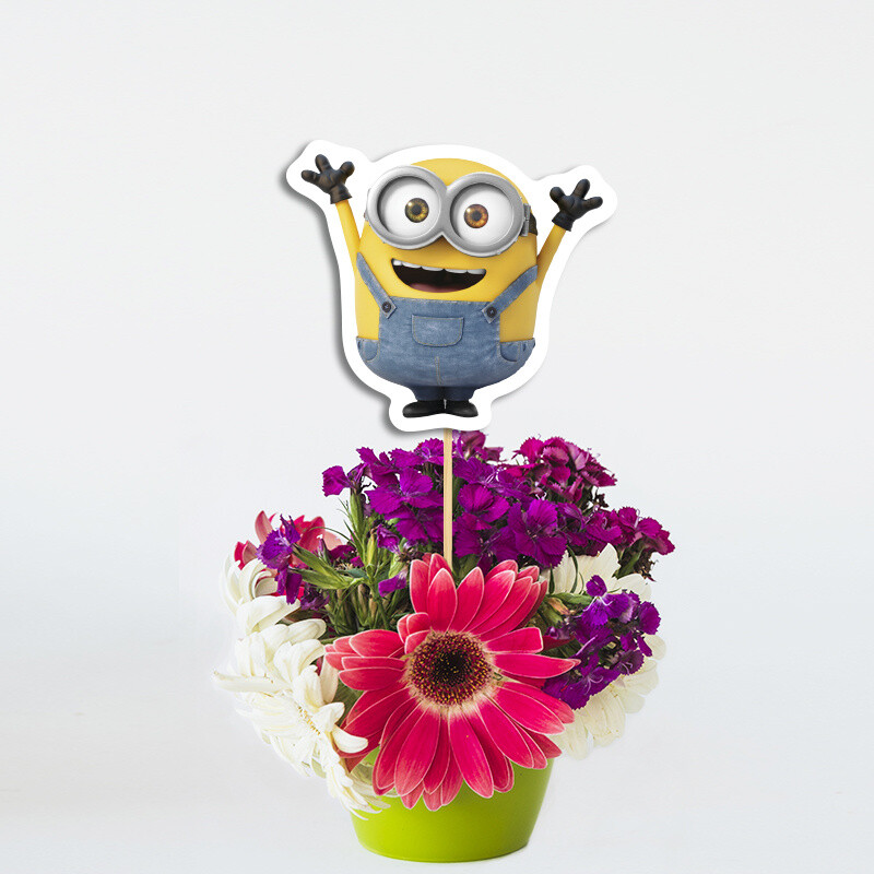 Διακοσμητικό Τοππερ Minions χάρτινο για τον Μπουφέ/ 20cm