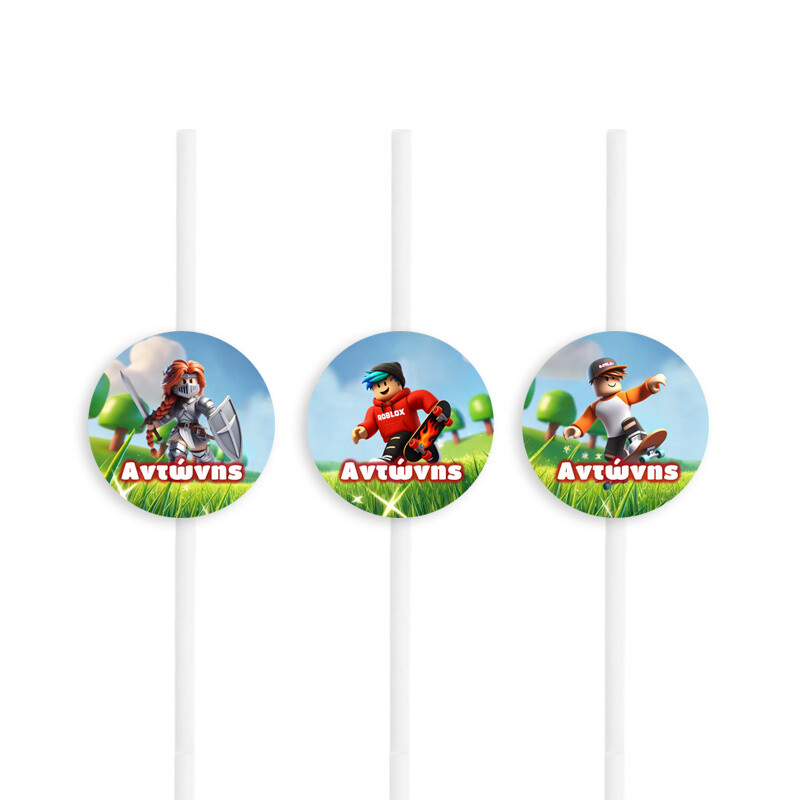 Χάρτινα καλαμάκια με όνομα Roblox / 8τμχ