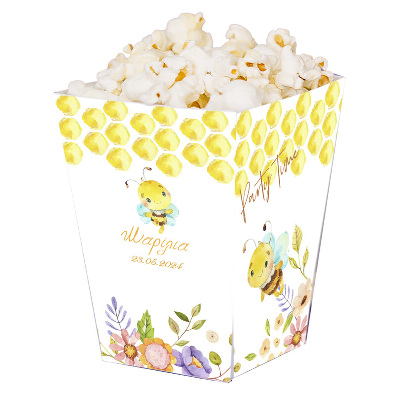 Κουτί Pop Corn με όνομα Μέλισσα 15cmx9cmx9cm