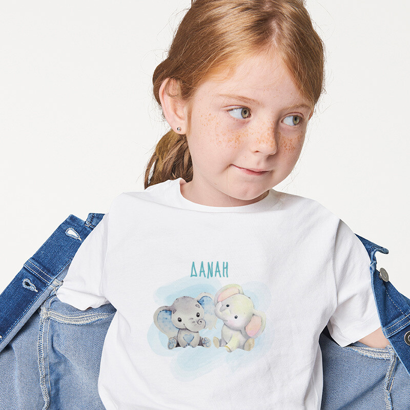 Παιδικό T-shirt Ελεφαντάκι Μπλε για κορίτσι με όνομα
