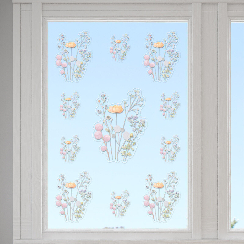 Αυτοκόλλητα τζαμιού Floral Pastel /10 τμχ