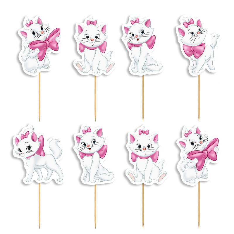 Cupcake toppers Αριστόγατες Μαρί 10cm / 8τμχ