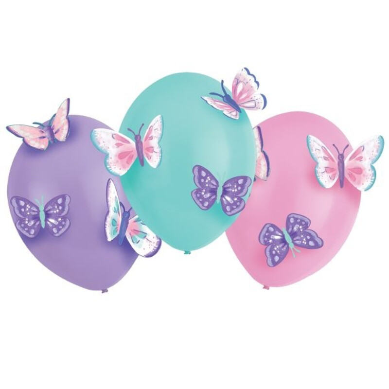 Μπαλόνια Λάτεξ 11 Flutter με χάρτινες πεταλούδες /butterflies  3 τεμ