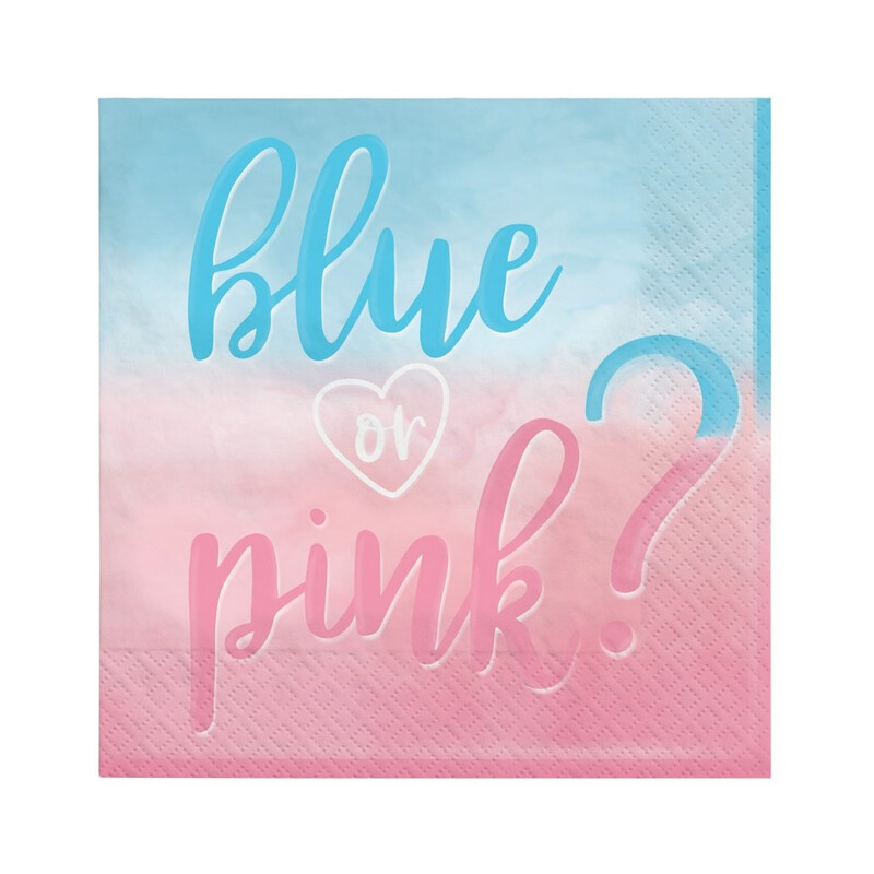 Χαρτοπετσέτες φαγητού 33εκ Gender Reveal /16 τεμ - Boy or Girl