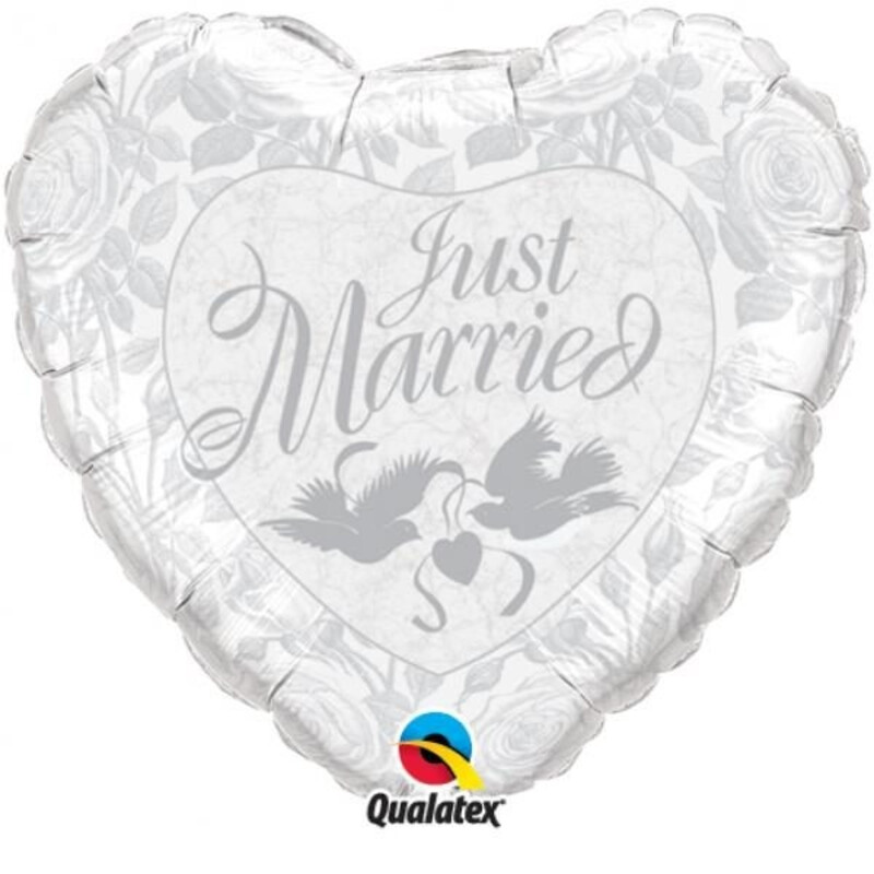 Φοιλ 36 Καρδιά Just Married White and Silver