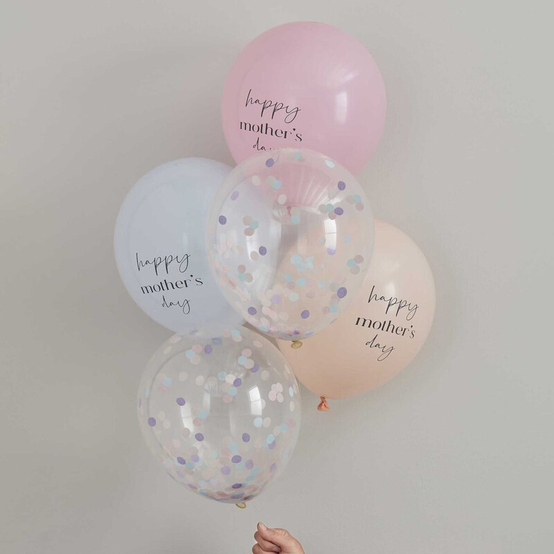 Μπαλόνια  Παστέλ & Κομφετί Happy Mother's Day / 5 τεμ