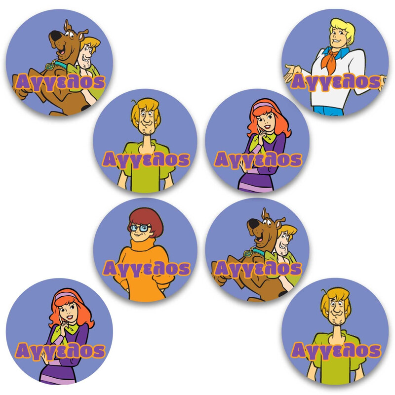 Στρογγυλά αυτοκόλλητα Scooby-Doo / 8 τμχ