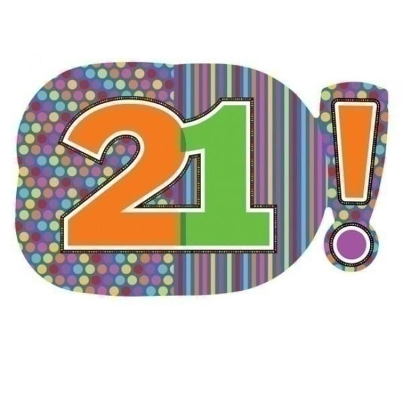 Φοιλ Μπαλόνι Σχήμα Birthday Dots Stripes Νούμερο 21 / 74εκ Χ 46εκ ύψος