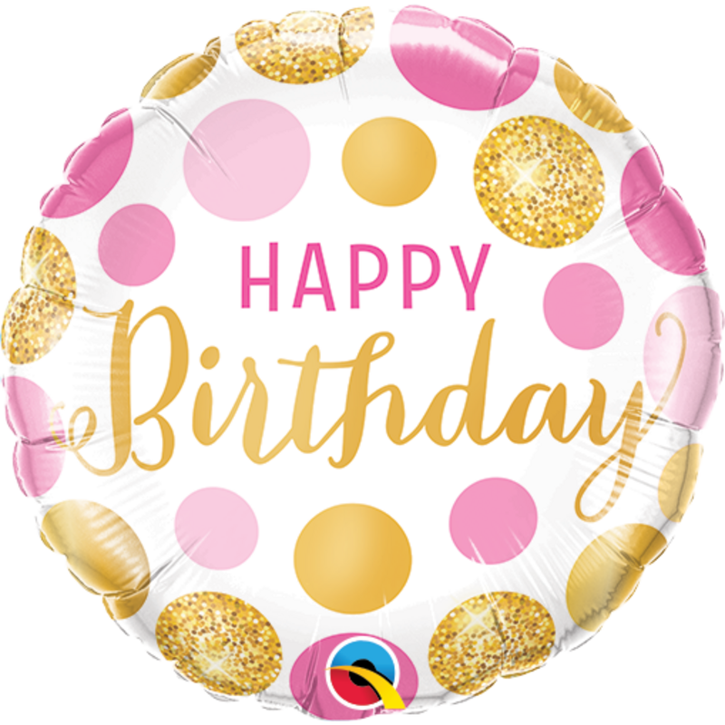 Μπαλόνι Φοιλ 9 Birthday Pink & Gold Dots 23 εκ