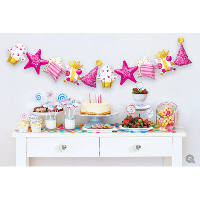 Γιρλάντα Φοιλ Birthday Pink 104 εκ / 2 τεμ