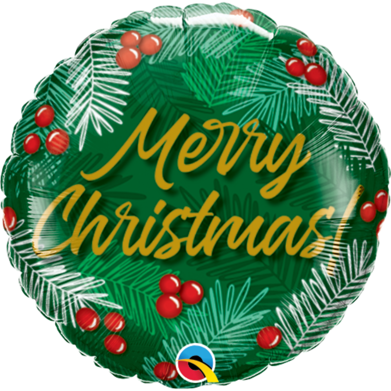 Μπαλόνι Φοιλ 9 Merry Christmas Green & Berries 23 εκ