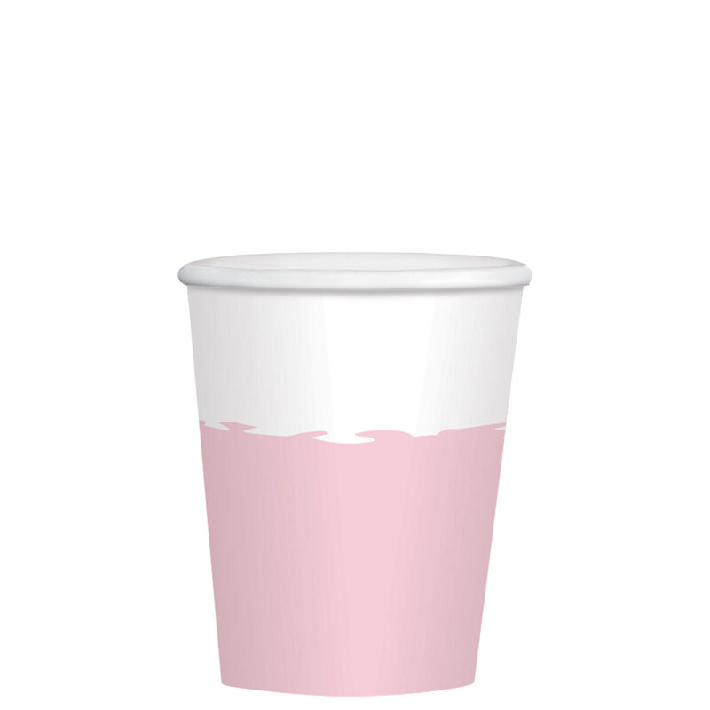 Ποτήρια χαρτ. 250ml Ροζ & Λευκό /8 τεμ