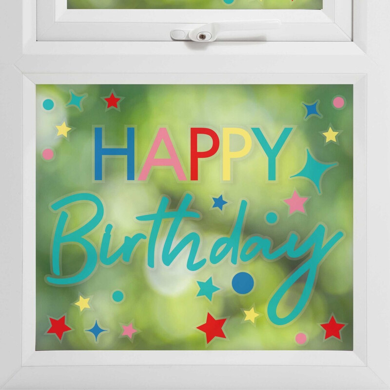 Πολύχρωμα αυτοκόλλητα παραθύρου  Happy Birthday