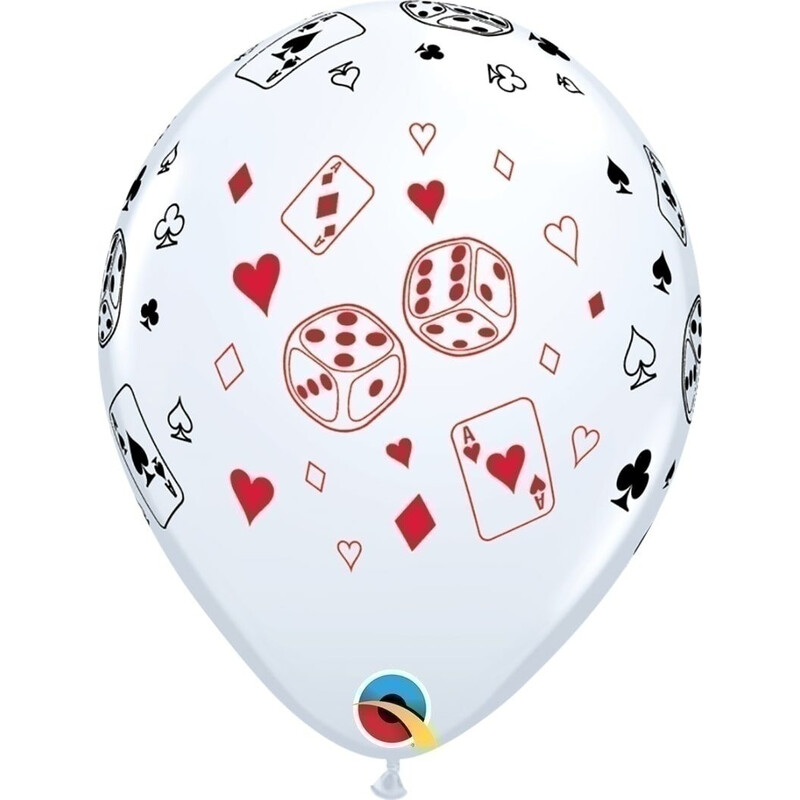 Μπαλόνια Λάτεξ 11 Cards and Dice White /25 τεμ - casino