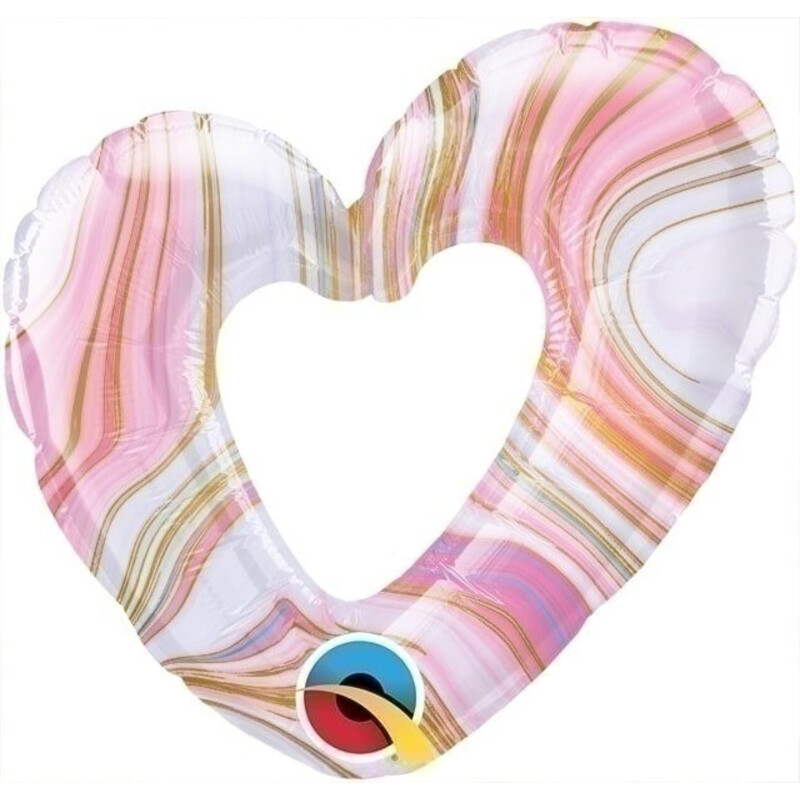 Μπαλόνι φοιλ Μίνι 14 ανοιχτή Καρδιά Χρυσό  Colorful Marble / 36 εκ