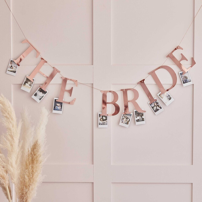 Γιρλάντα ροζ χρυσό The Bride/ bachelor Party  with Photo Pegs
