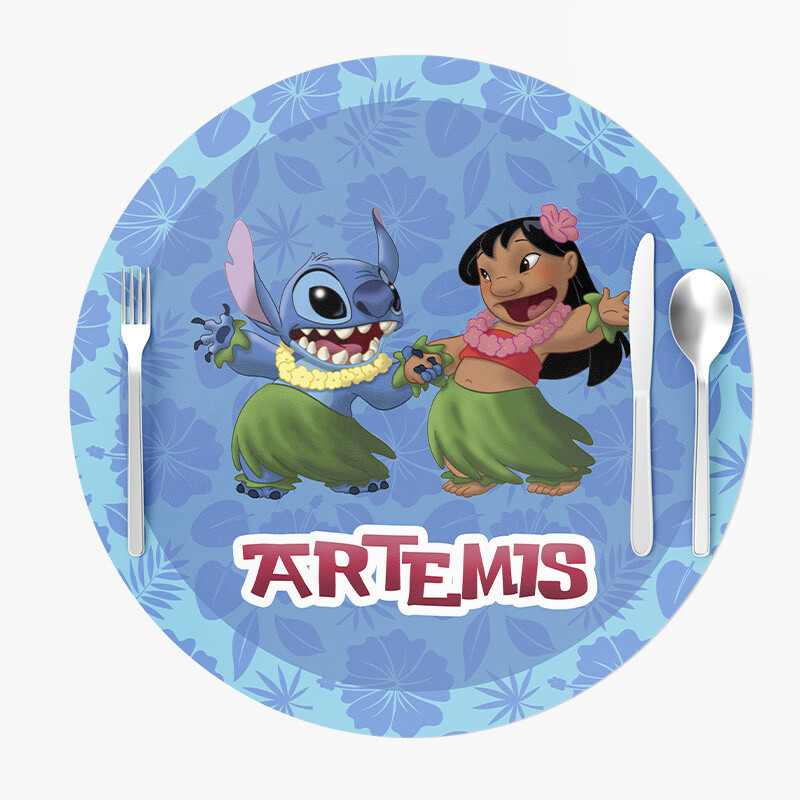 Σουπλά Χάρτινα στρογγυλά με όνομα Lilo & Stitch 27cm