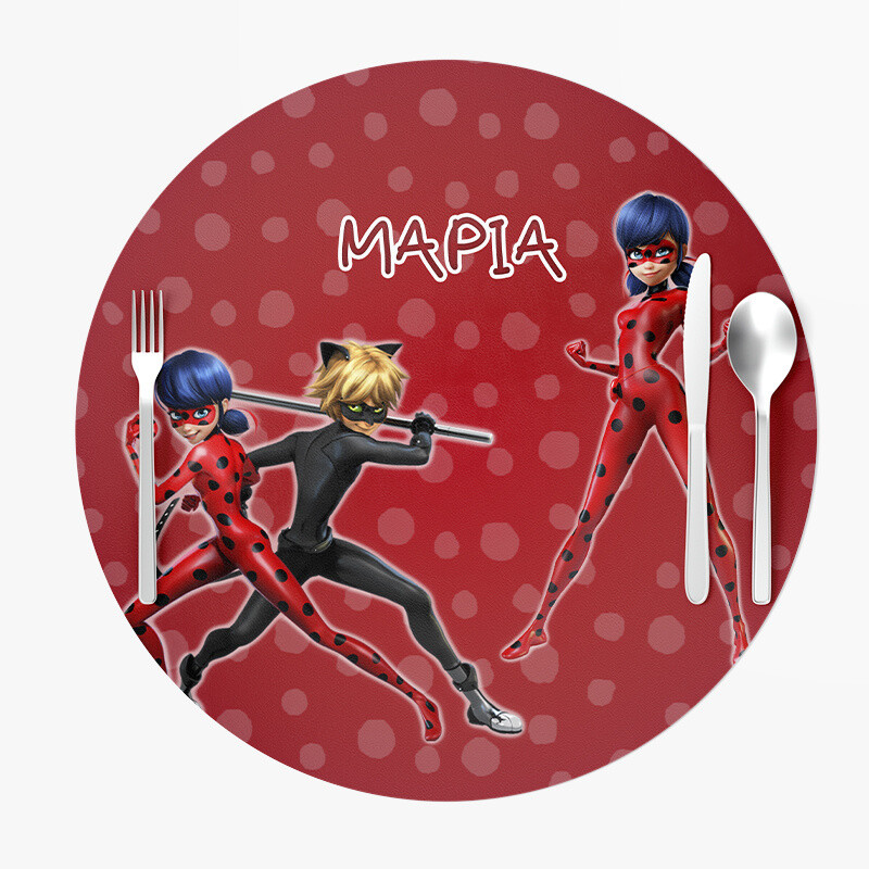 Σουπλά Χάρτινα στρογγυλά με όνομα Miraculous LadyBug 27cm