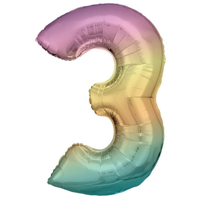 Μπαλόνι Φοιλ Σχήμα Νούμερο 3 Pastel Rainbow / 86 εκ