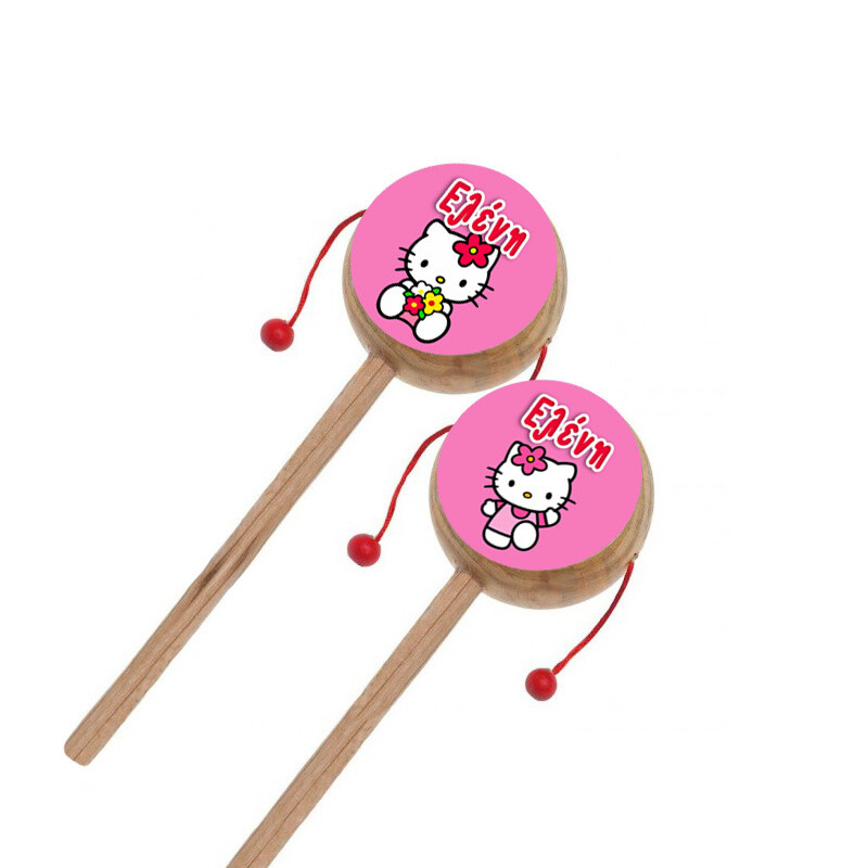 Ξύλινο Τυμπανάκι με όνομα Hello Kitty