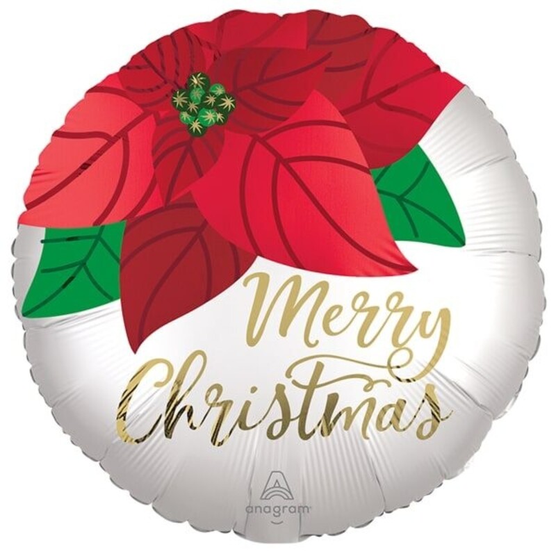 Μπαλόνι Φοιλ 17 Merry Christmas Satin Christmas Poinsetta / 43 εκ