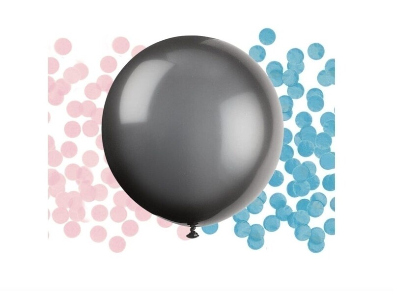 Μπαλόνι Λάτεξ 24 Μαύρο με Κομφετί Gender Reveal / 61 εκ