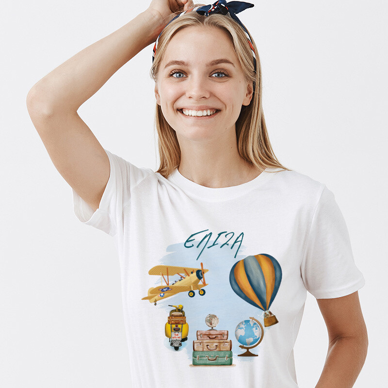 Γυναικείο T-shirt Ταξίδια για την Μαμά με όνομα