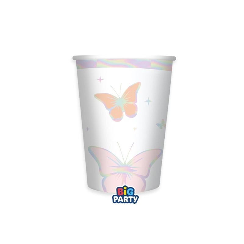 Ποτήρια Χάρτινα 250ml Πεταλούδες - Butterflies  6 τεμ