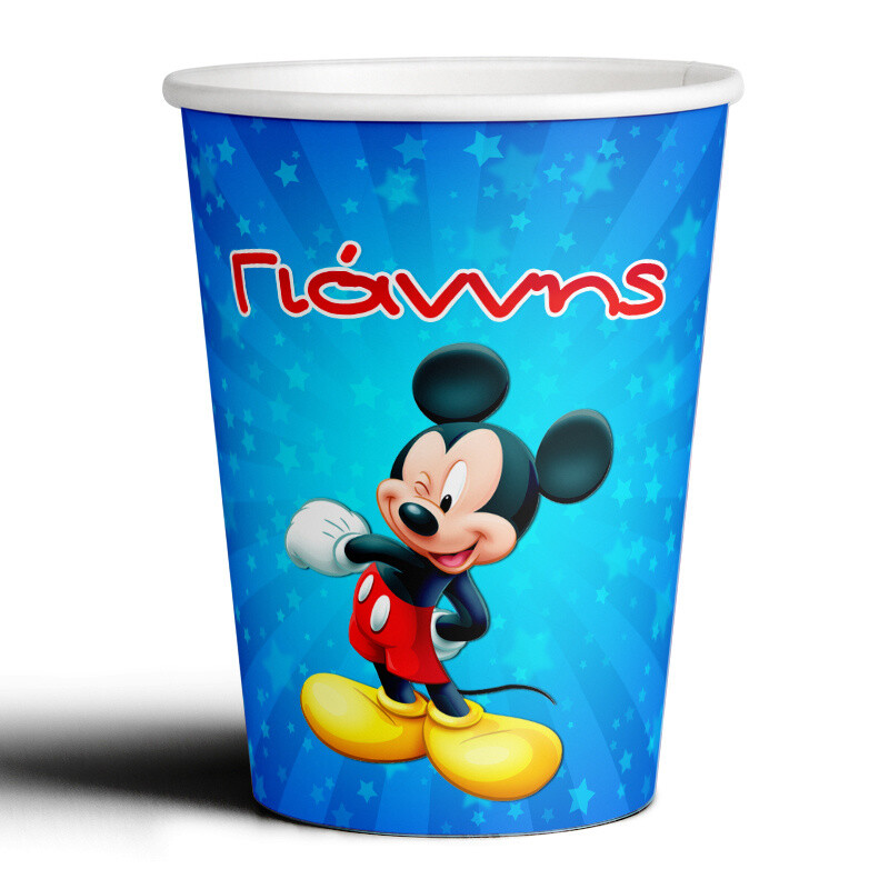 Ποτηράκια χάρτινα με όνομα Mickey/8τμχ