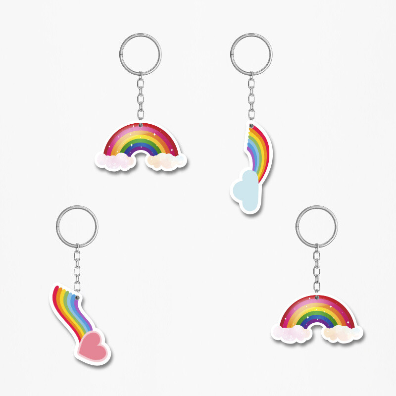 Ξύλινα Μπρελόκ Rainbow 5cm/ 4τμχ