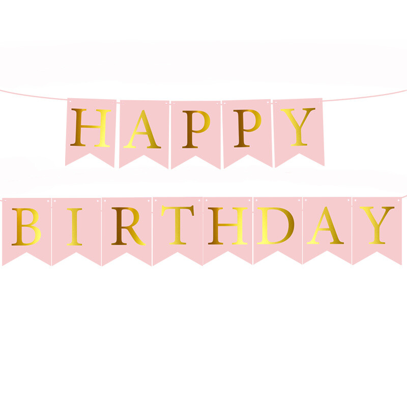 Κρεμαστά σημαιάκια Happy birthday rosegold