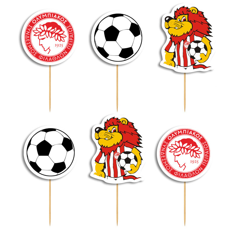 Cupcake toppers Ολυμπιακός 10cm / 8τμχ