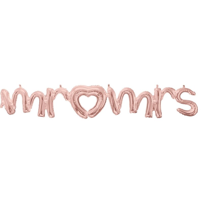 Μπαλόνι Φοιλ  Phrase Mr & Mrs Ροζ Χρυσό /wedding 149εκ x 25εκ