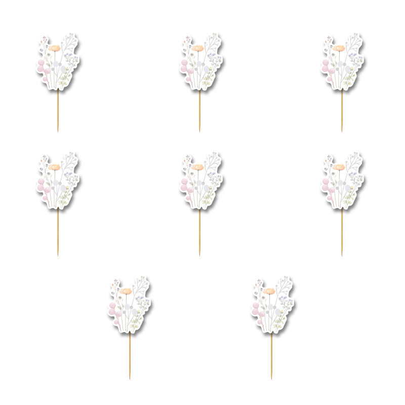 Οδοντογλυφίδες Floral Pastel 5cm / 12τμχ