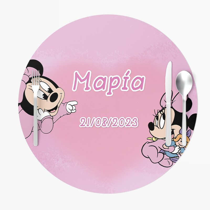 Σουπλά Χάρτινα στρογγυλά με όνομα Baby Minnie 27cm