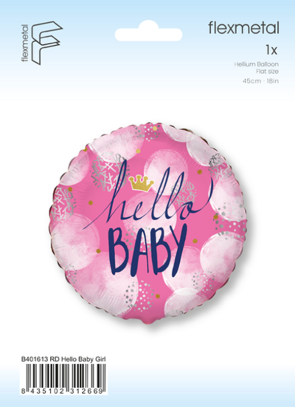 Μπαλόνι Φοιλ 18  Hello Baby Girl  / 46 εκ - Συσκευασμένο